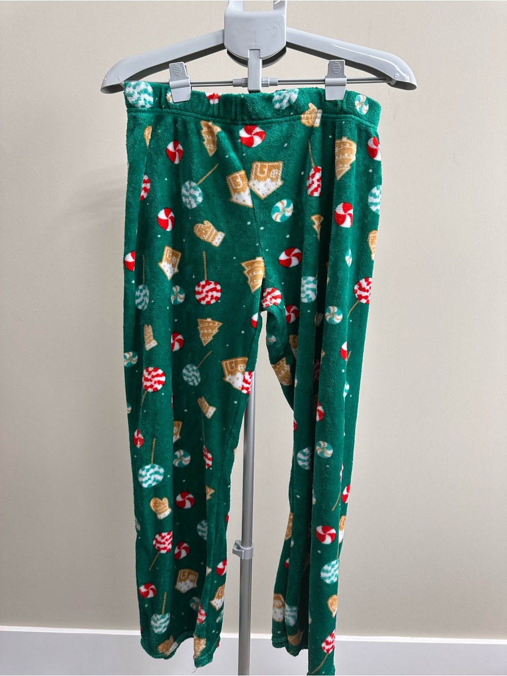 Green Holiday Candy-Print Pajama Pants